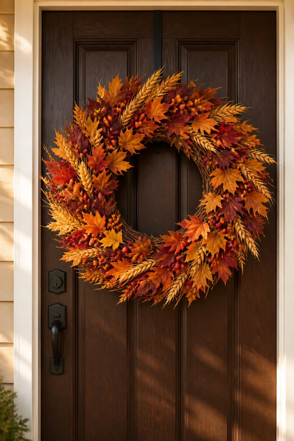 Full autumn wreath for a fall front door