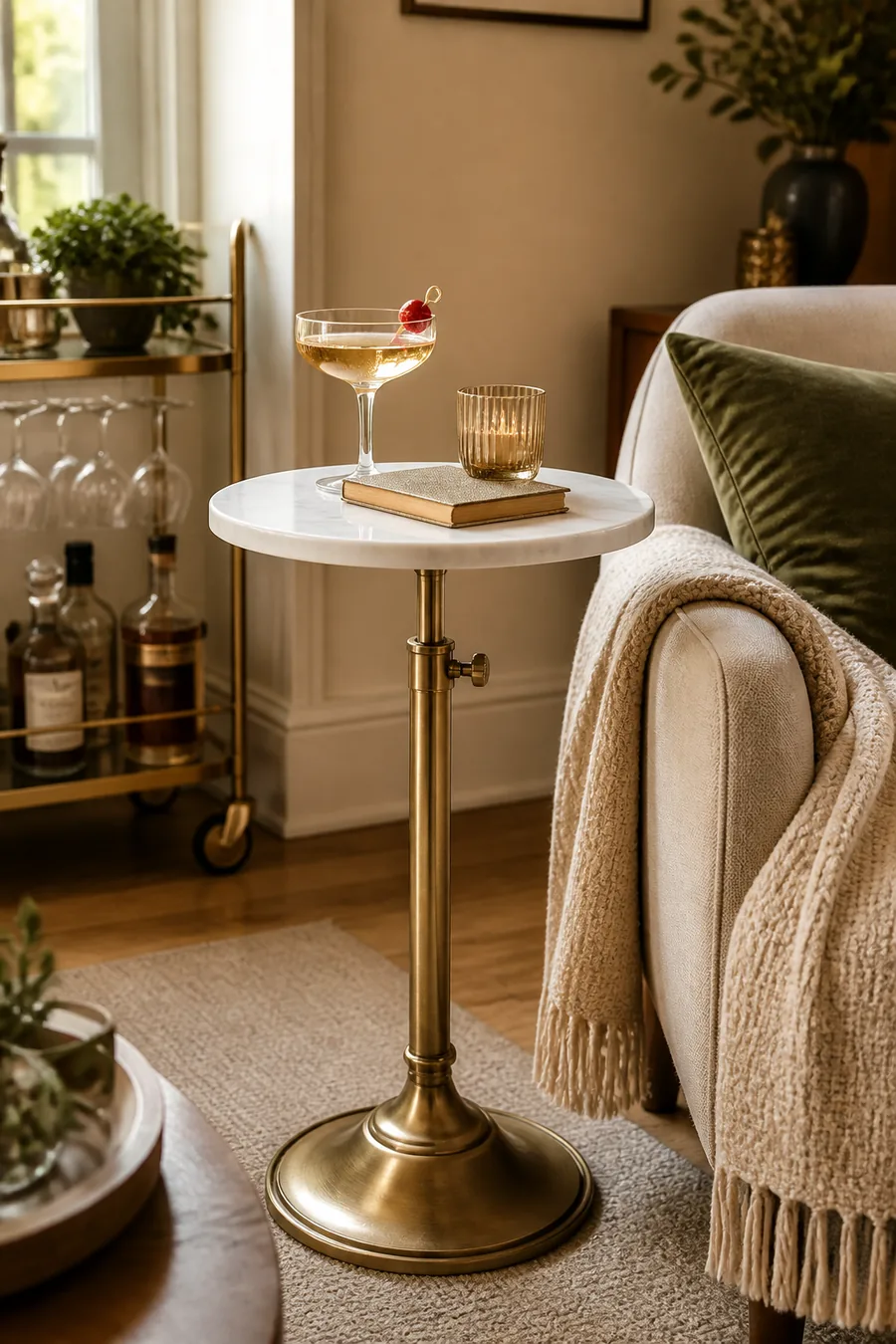 Small round accent table for a cozy corner