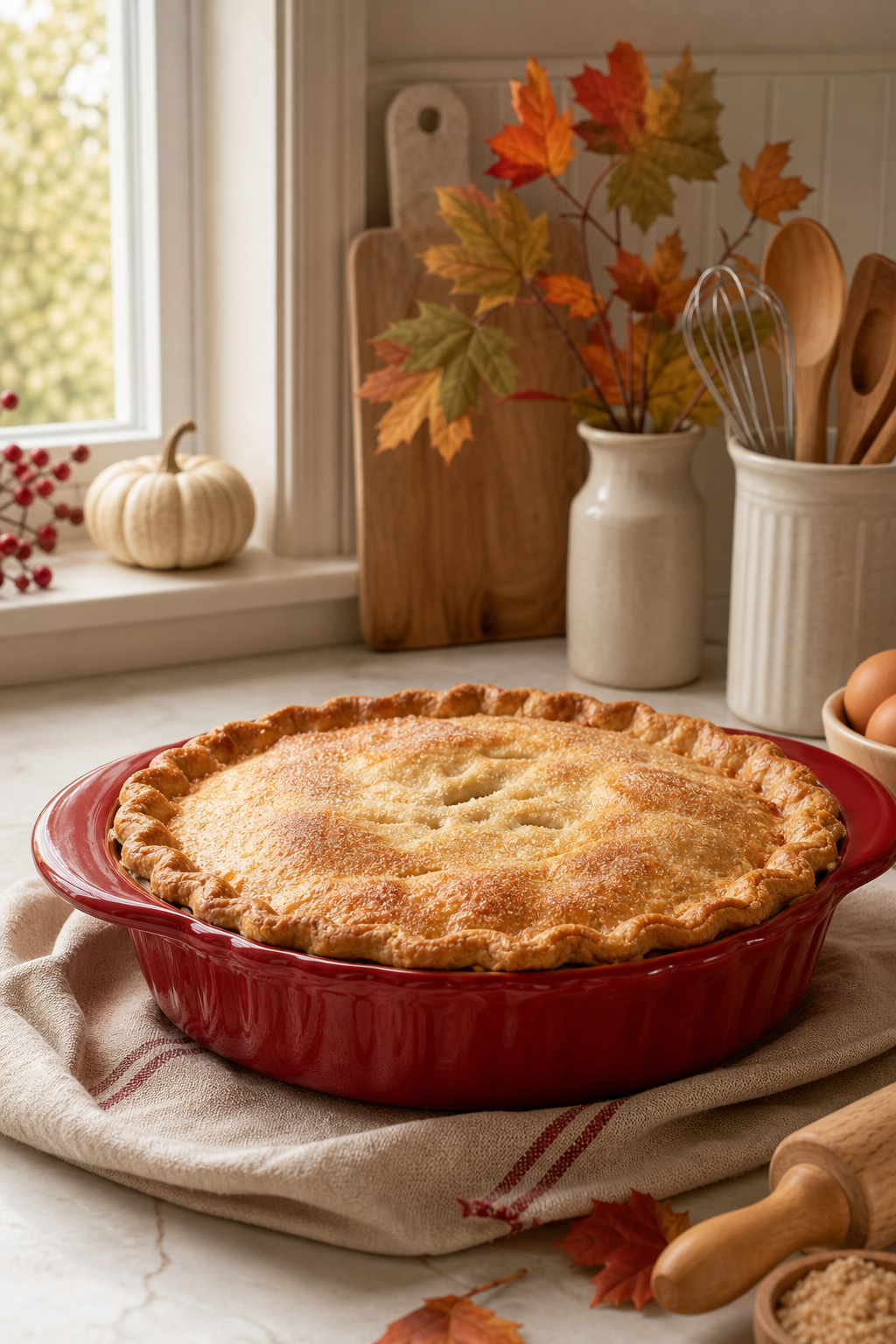 Ceramic pie dish for autumn baking
