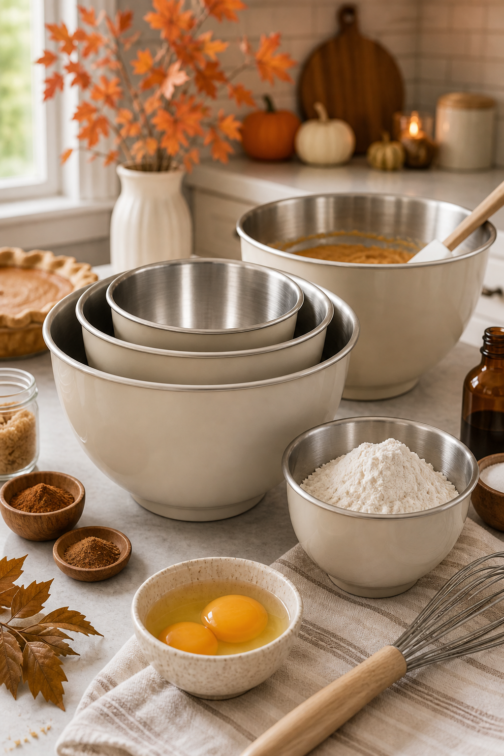 Mixing bowl set for baking prep