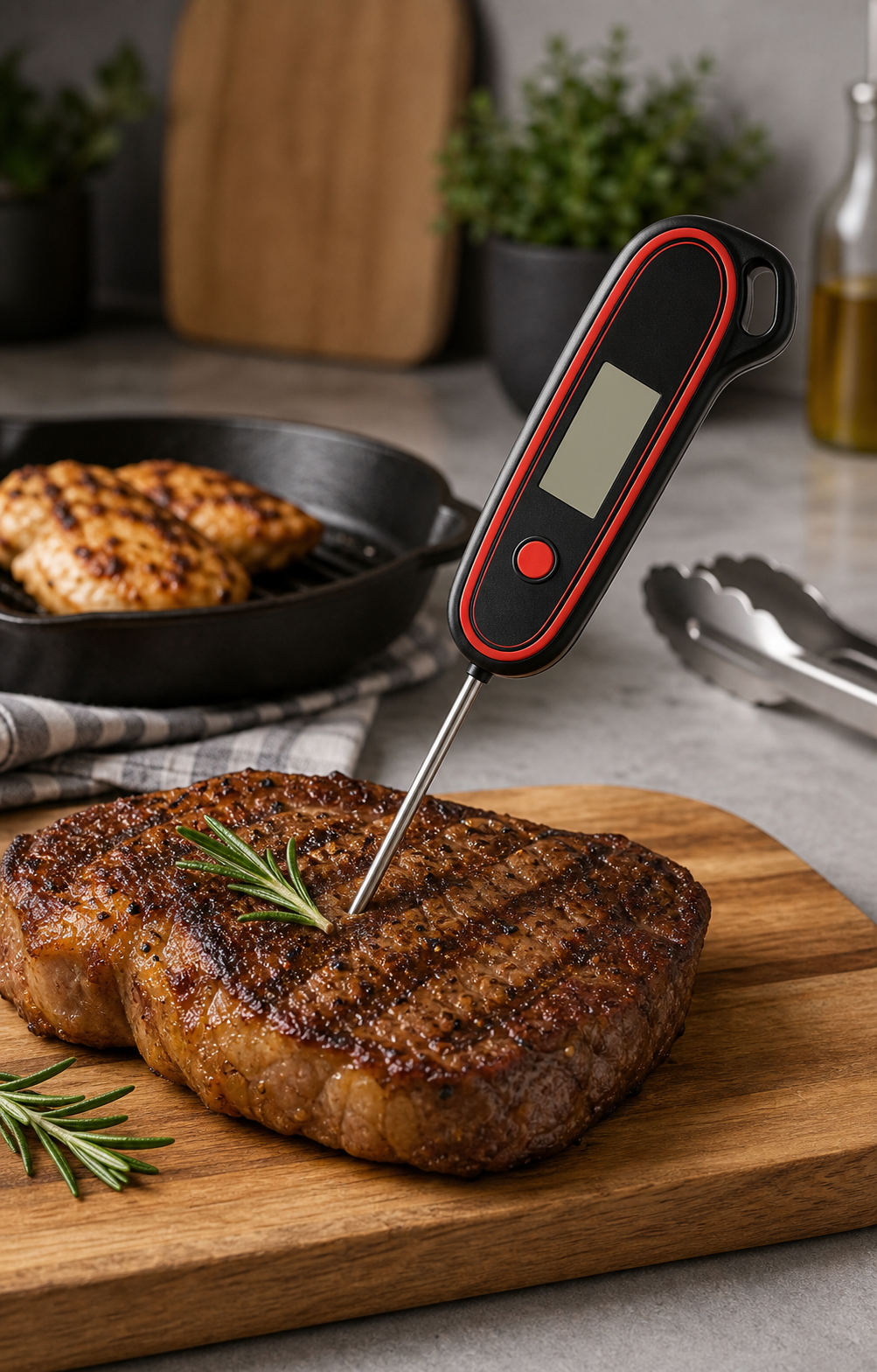 Digital meat thermometer for grilling