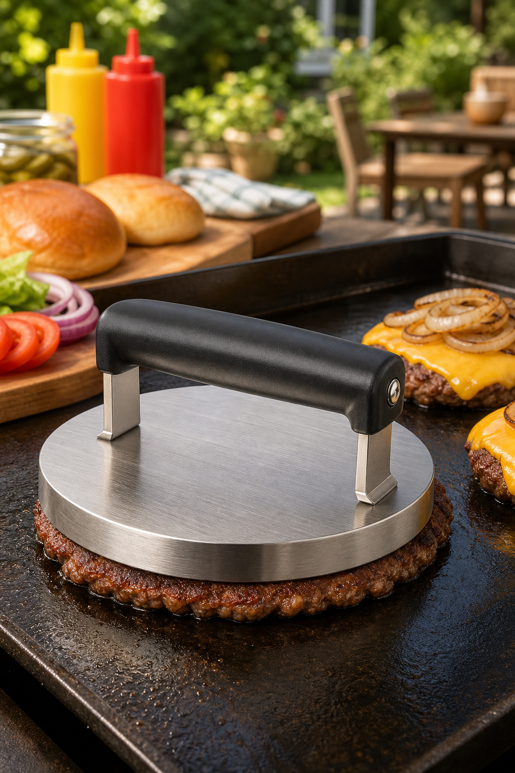 Smash burger press for grilling